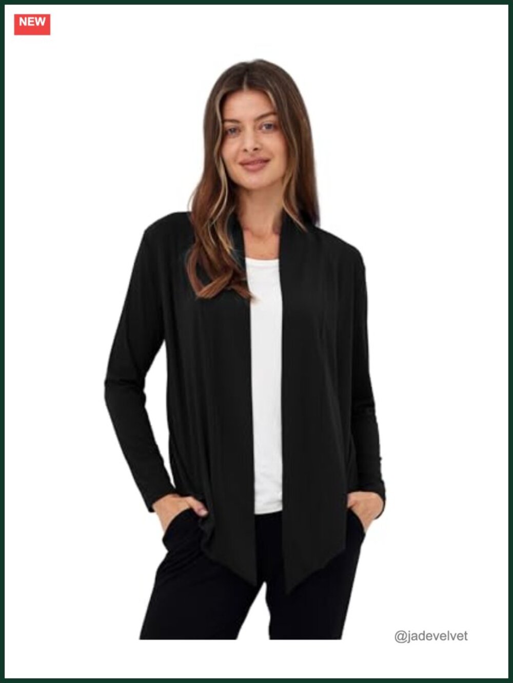 Bamboo Viscose Cardigan Loose Open Front Long Sleeve Waterfall Drape